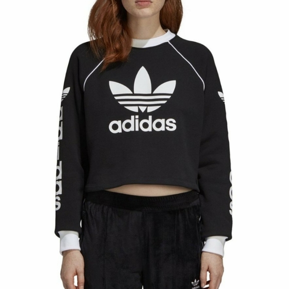 adidas Originals Tops - Adidas Original Black and White Winter East Crop Sweatshirt
